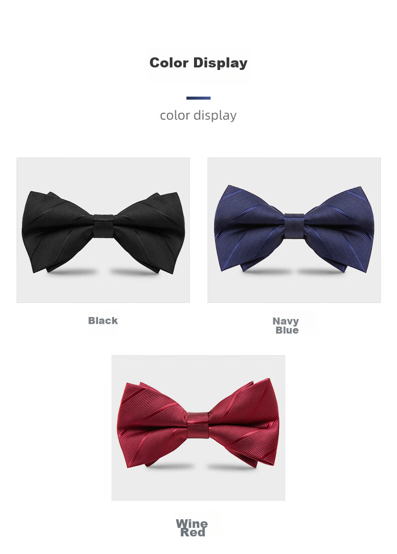 Luomeng Men's Bow Tie, Formal Shirt for Groom at Banquets And Weddings, Fashionable Bow Tie, Striped Bow Tie, Navy Blue 10