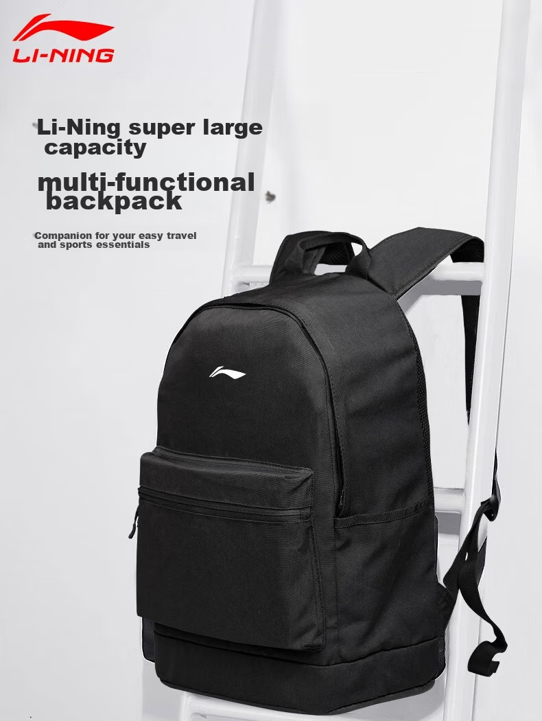 Li-Ning Backpack Large Capacity Lightweight Travel Bag for Middle And High School Students, Business Trips, Hiking And Laptop Carrying Black 1
