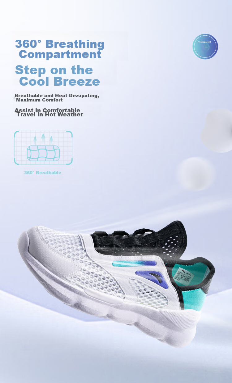 ANTA Kids Sports Shoes Girls Big Kids 2026 Summer Large Mesh Breathable Slip-On Casual Shoes A22628803 5