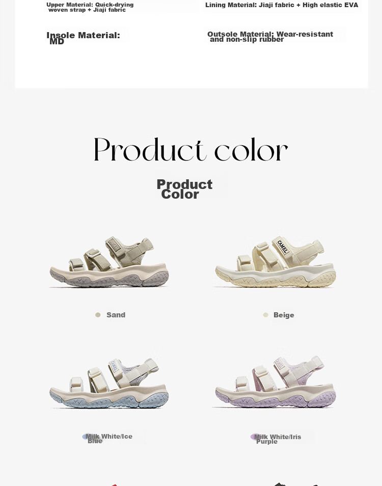 CAMEL Summer Outdoor Velcro Sandals for Men And Women, Quick-Drying Water Shoes for Stream Trekking And Beach, F24B162020 12