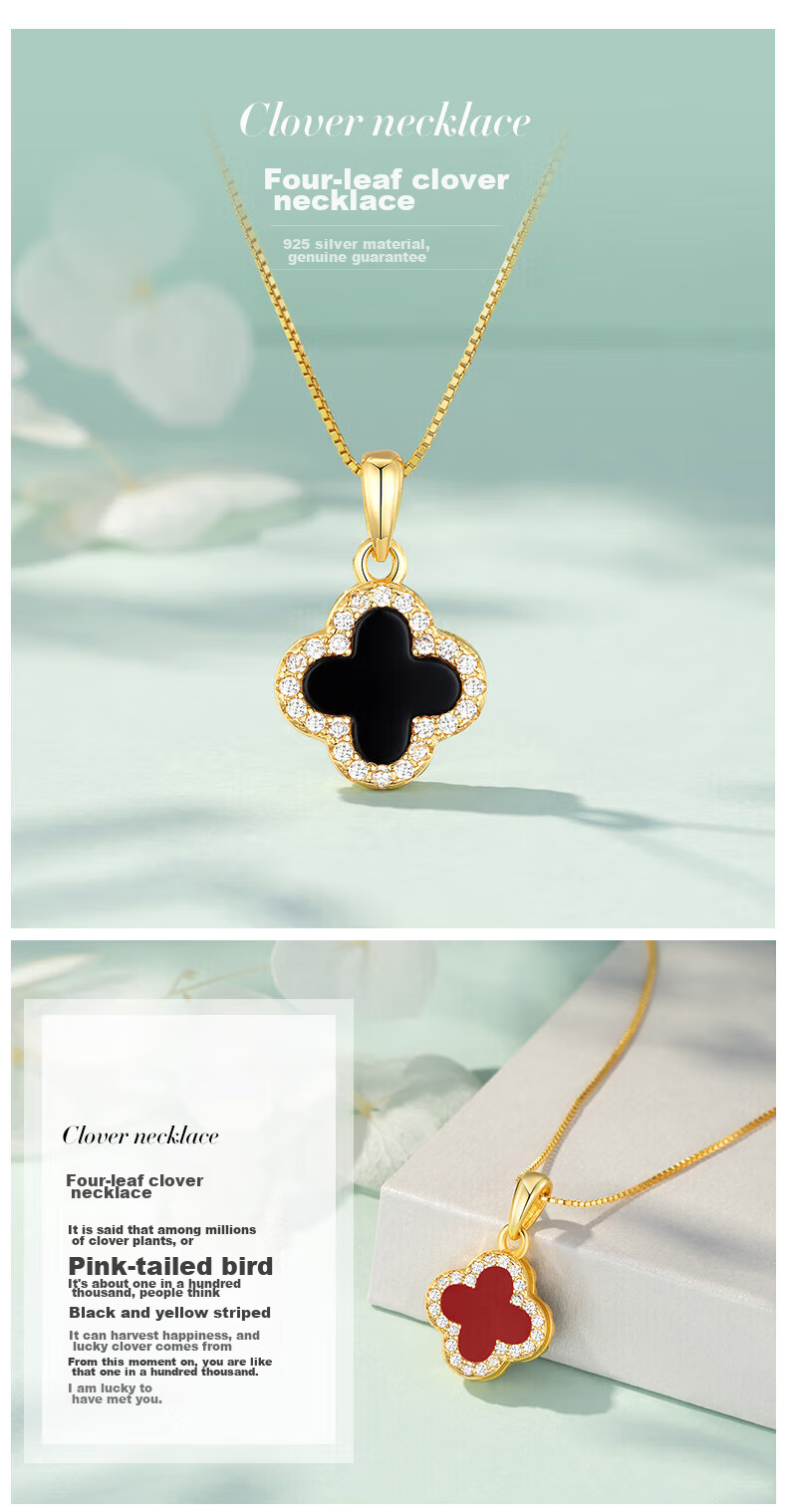 Grace Girl Four-Leaf Clover Necklace for Women, Simple And Elegant Rose Gold Collarbone Chain, Anniversary Birthday Gift for Girlfriend 24