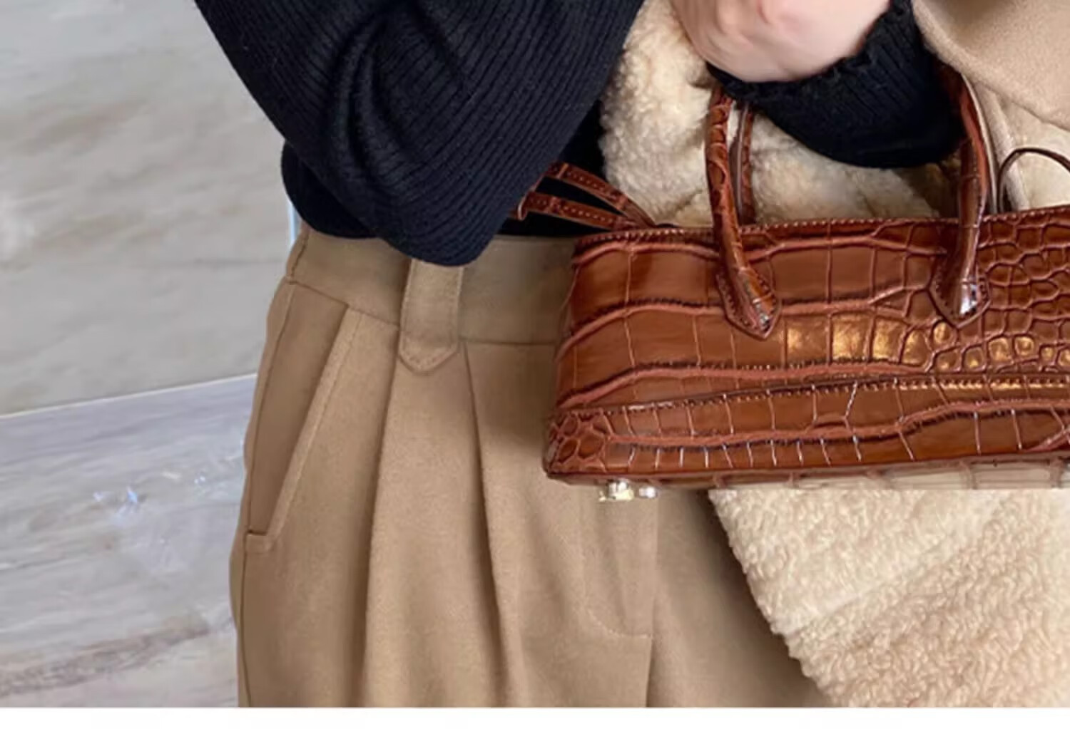 YUZHAOLIN Half Turtleneck Fleece Lined Ruffled Edge Sweater Women Autumn Winter Thickened Knitwear Warm Top 15