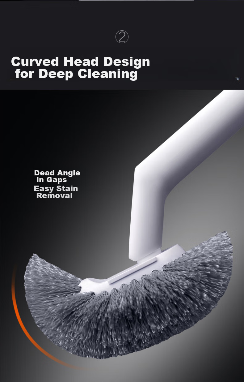 David Long-Handle Soft Rubber Toilet Brush with Storage Base and 1 Pack Cleaning Wipes H8+ Household Toilet Cleaner Brush with Towel Clip 2
