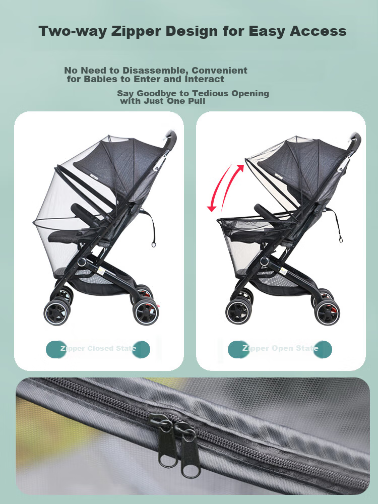 9I9 Baby Stroller Mosquito Net Cover, Summer Infant Carriage Mosquito Net, Full Coverage Universal, Dense Mesh, No Installation Required, Foldable, A22 Black 5