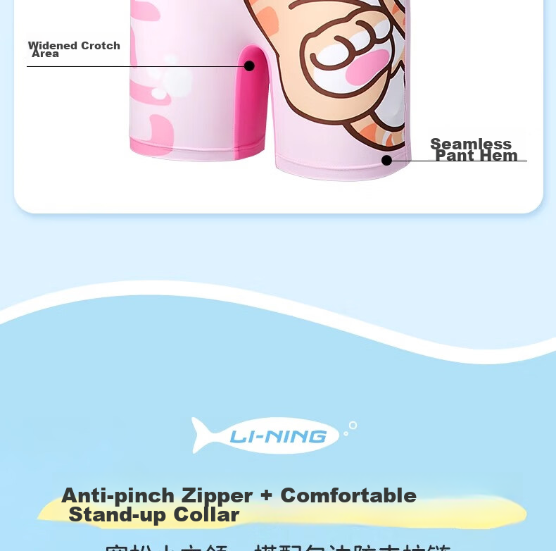 Li-Ning Children's Swimsuit One-Piece Square-Leg Swim Trunks Surfing Suit Quick-Dry Hot Spring Swimwear for Boys And Girls Aged 3-6 6