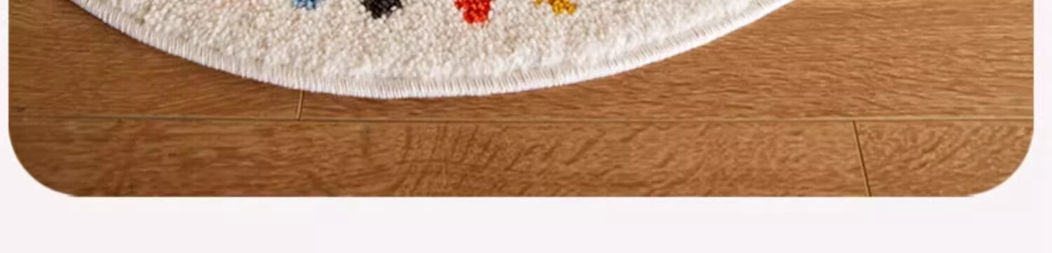 Shangce Milk Silk Children's Round Carpet Dopamine Bedroom Bedside Rug Living Room Kids Room Study 120cm Diameter 19