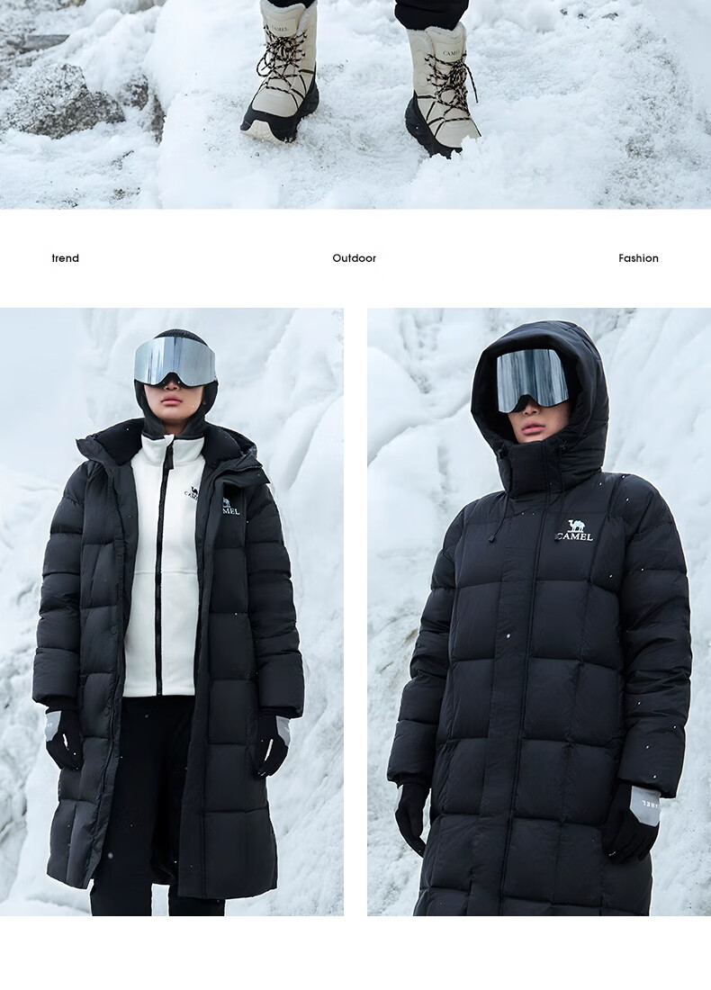 CAMEL [Wang Junkai's Style] Mid-Length down Jacket for Men And Women, Graphene Warm Coat W34CR07614 22