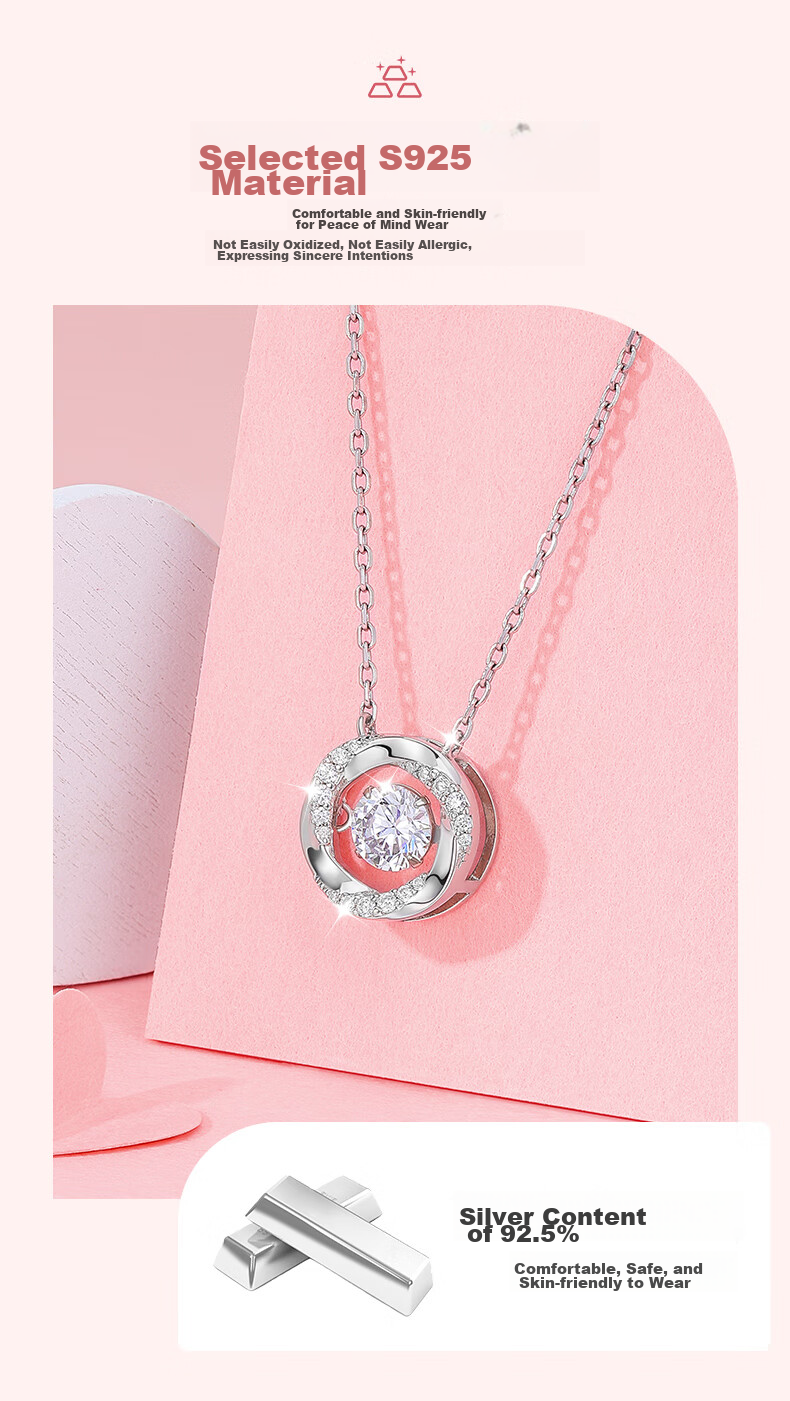Kadiluo (KADER) Heart-Shaped Radiant Necklace, 925 Silver Pendant, Collarbone Chain, Birthday Gift for Girlfriend 6