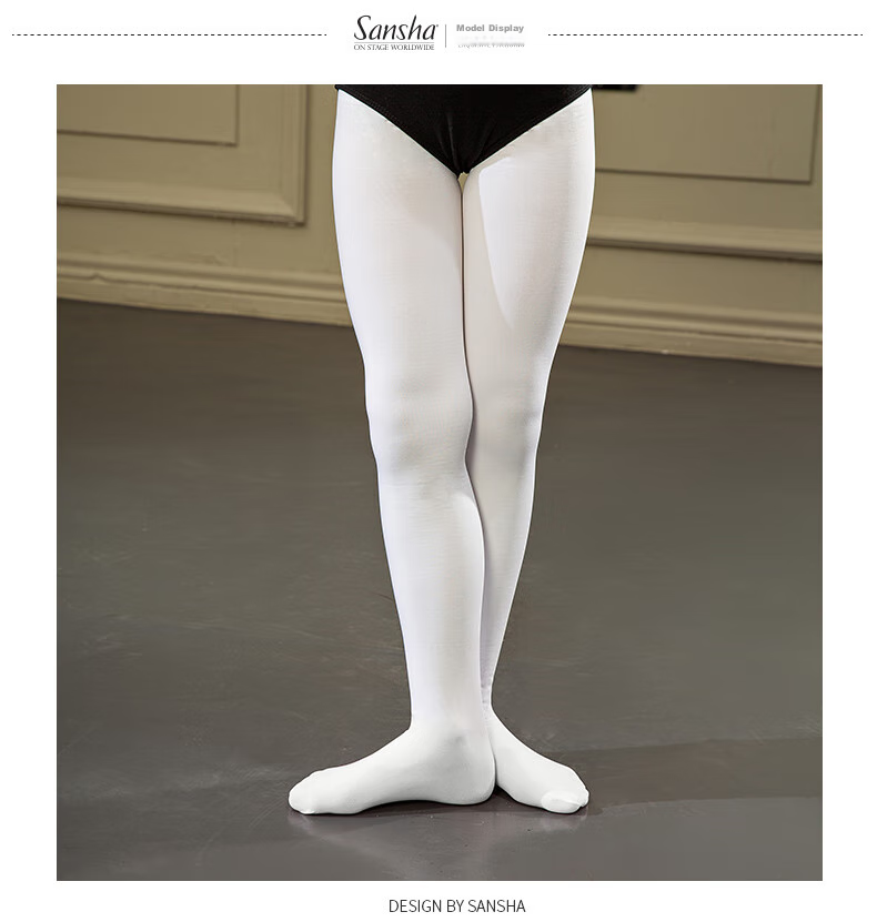 Sansha Children's Dance Tights, Autumn And Winter Fleece-Lined Thickened, Girls' Ballet Leggings, T58 White, XXS-XS 3