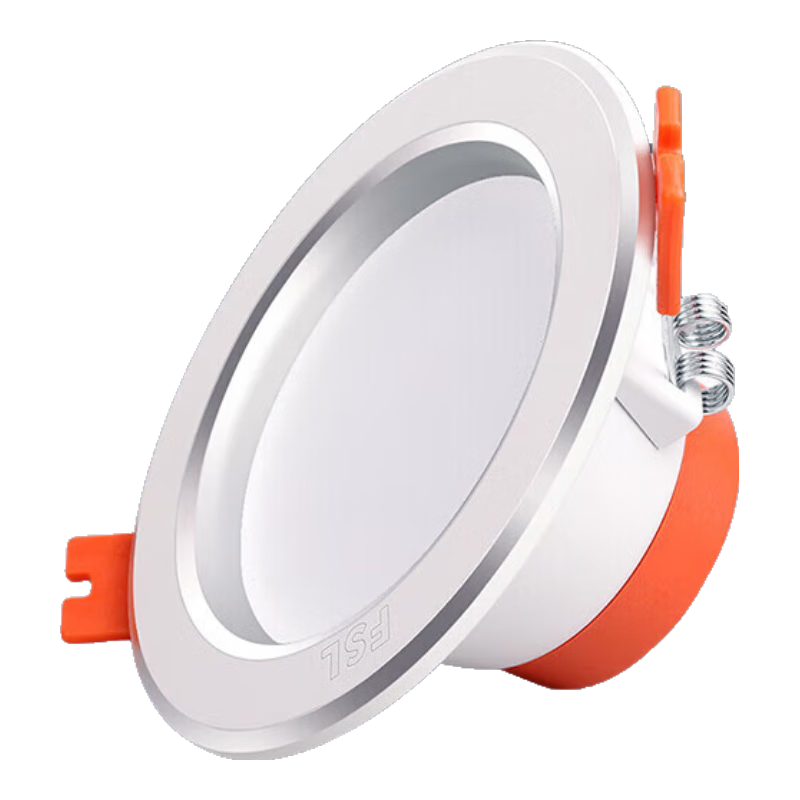 Foshan Lighting (FSL) LED Recessed 4-Inch Downlight 12W Non-Main Ceiling Light 12cm Cutout Aluminum White Light (6500K) White Jade Silver Edge