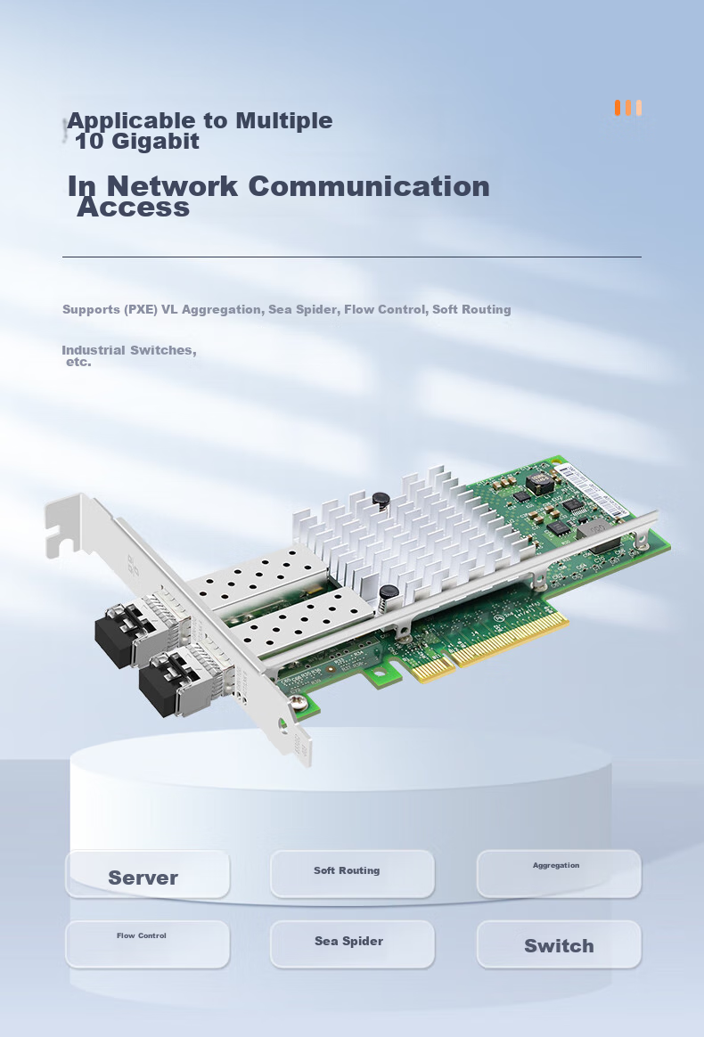 EB-LINK Intel 82599 Chip PCI-E X8 10G Dual-Port Fiber Optic Network Card with SFP+ Multi-Mode Optical Module X520-SR2 Server Network Adapter 10
