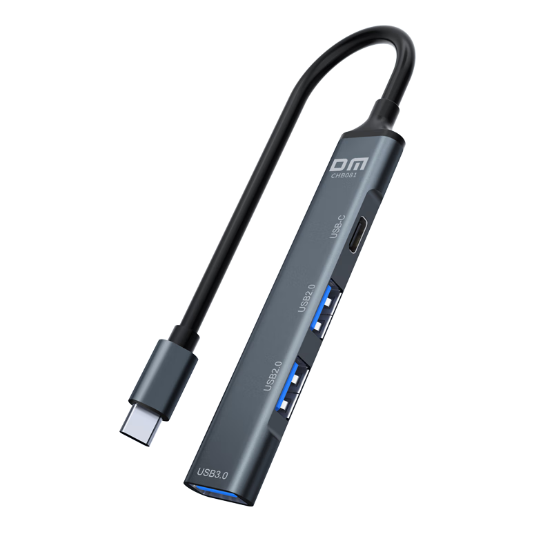 DM Daimai Type-C Hub, Four-In Expansion Dock, Multifunctional Hub, Universal Laptop Extension Cable, USB3.0/2.0 Adapter with Power Supply, CHB081