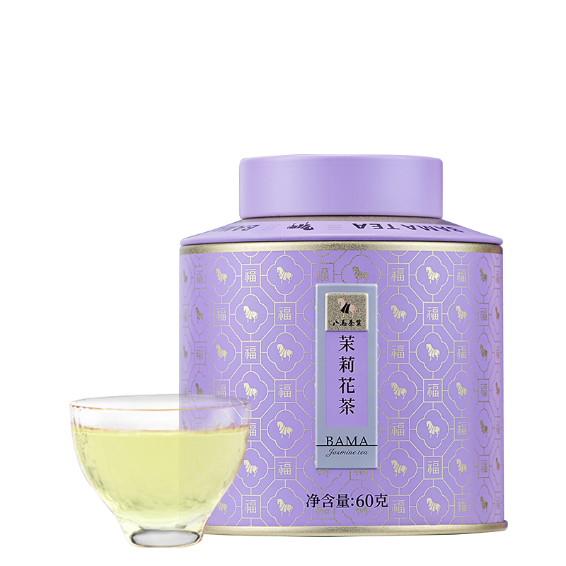 八马茶业 特级 烘青茉莉花茶 云南绿茶 百福系列 茶叶自己喝 罐装60g