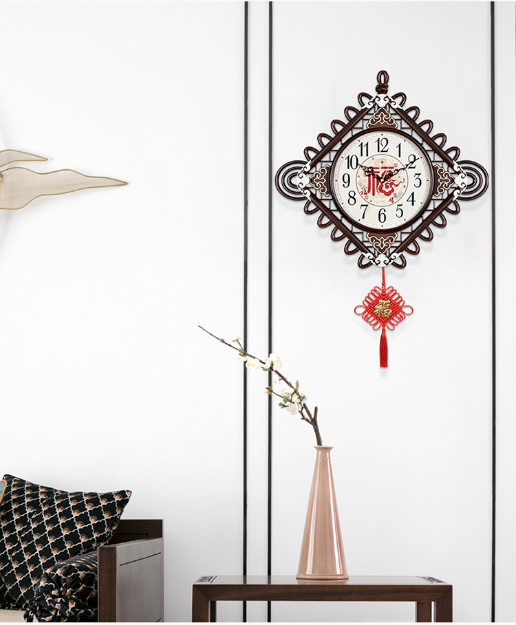 POLARIS Wall Clock, New Chinese Style, Creative And Simple, Fashionable Chinese Knot Design, 12-Inch, for Living Room And Study Room, Clock, 55*30cm 3