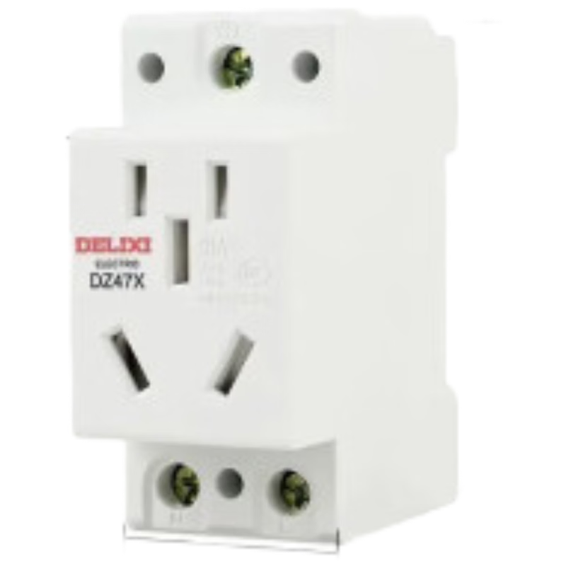 Delixi Electric DIN Rail Socket Five-Hole 10A Modular Socket DZ47X510 Rail-Mounted Distribution Box Socket Multimedia Box Construction Site Socket