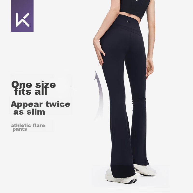 Keep High-Waisted Wide-Leg Yoga Pants for Women, Butt-Lifting Slimming Fitness Dance Leggings, Classic Black, Size L
