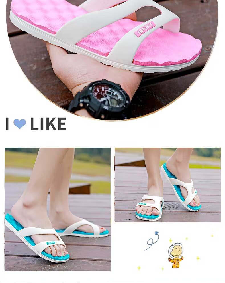 Huameijianbu Flip-Flops for Couples, Indoor And Outdoor Simple Lightweight Soft Elastic Beach Sandals, HM219 Light Blue Size 35-36 12