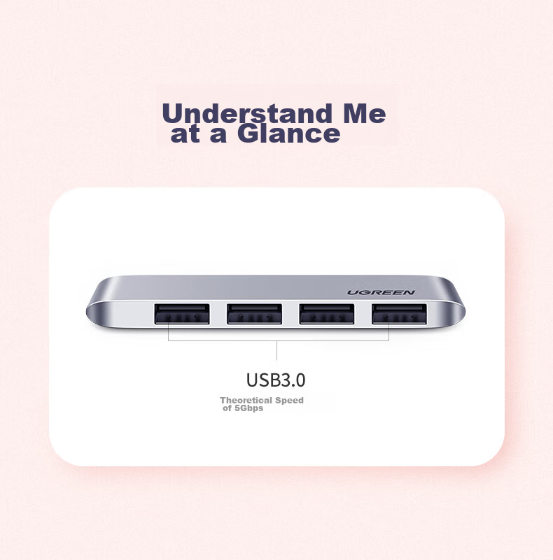 UGREEN Type-C Expansion Dock, USB-C Adapter, 3.0 Hub Splitter, 2-In Direct Plug-In Expansion Dock, Compatible with Macbook, Huawei Laptops, Converter for Phones And Tablets 4