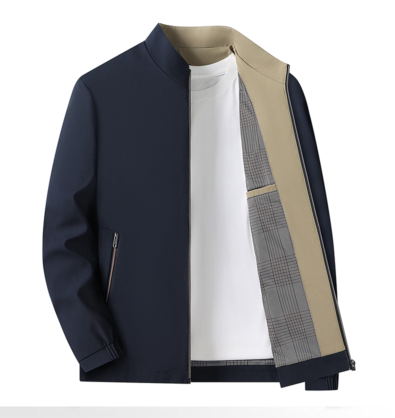 FIRS Men's Windproof Wrinkle-Resistant Spring Autumn Stand Collar Business Casual Jacket Workwear Shirt 4