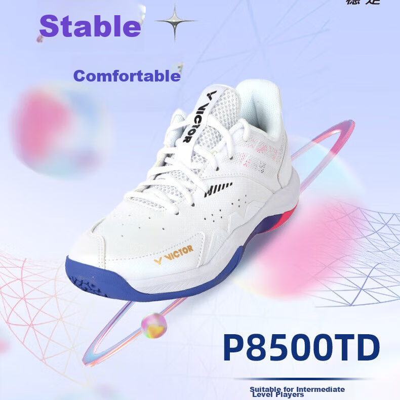 VICTOR Badminton Shoes, All-Round Competition Model, Shock-Absorbing Power Cushion, for Men And Women P8500TD, Pearl White/light Purple, Size 36