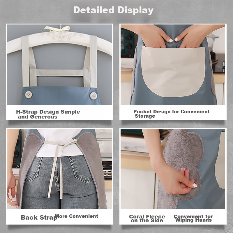 Dipuer Apron, Kitchen Hand-Wiping, Waterproof And Oil-Resistant, Cooking Waist Apron, Home Dining Room Workwear, Cooking Smock, Unisex Style