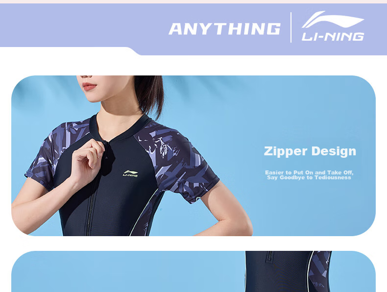 Li-Ning Women's Professional One-Piece Conservative Boyleg Swimsuit, Body-Shaping Waist-Cinching Casual Training Hot Spring Swimwear, 475 Black XXL 13