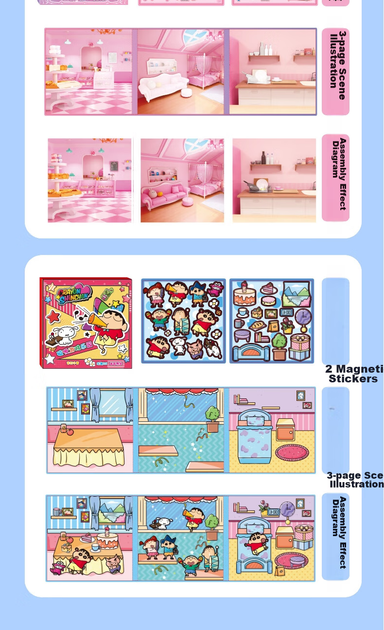 Chuge Children's Sticker Magnetic Quiet Book, Dress-Up Stickers, Toy without Cutting, Peppa Pig Holiday Travel Puzzle Beans 8