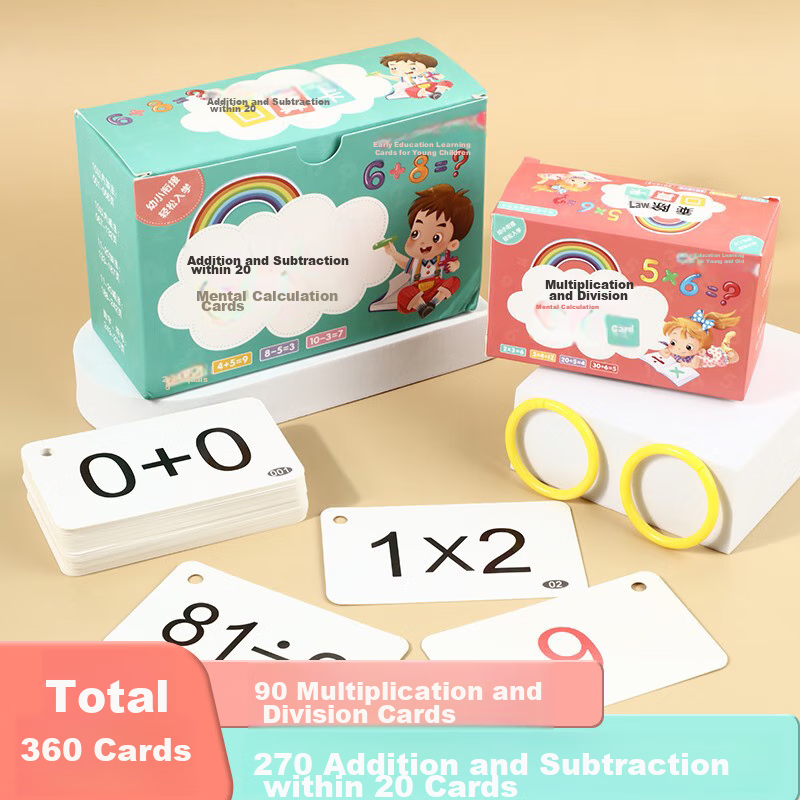 Huashimeng Mental Math Flashcards for First Grade Mathematics: Addition, Subtraction, Multiplication, And Division Tables, 0-20 Addition And Subtraction, 99 Multiplication And Divisio