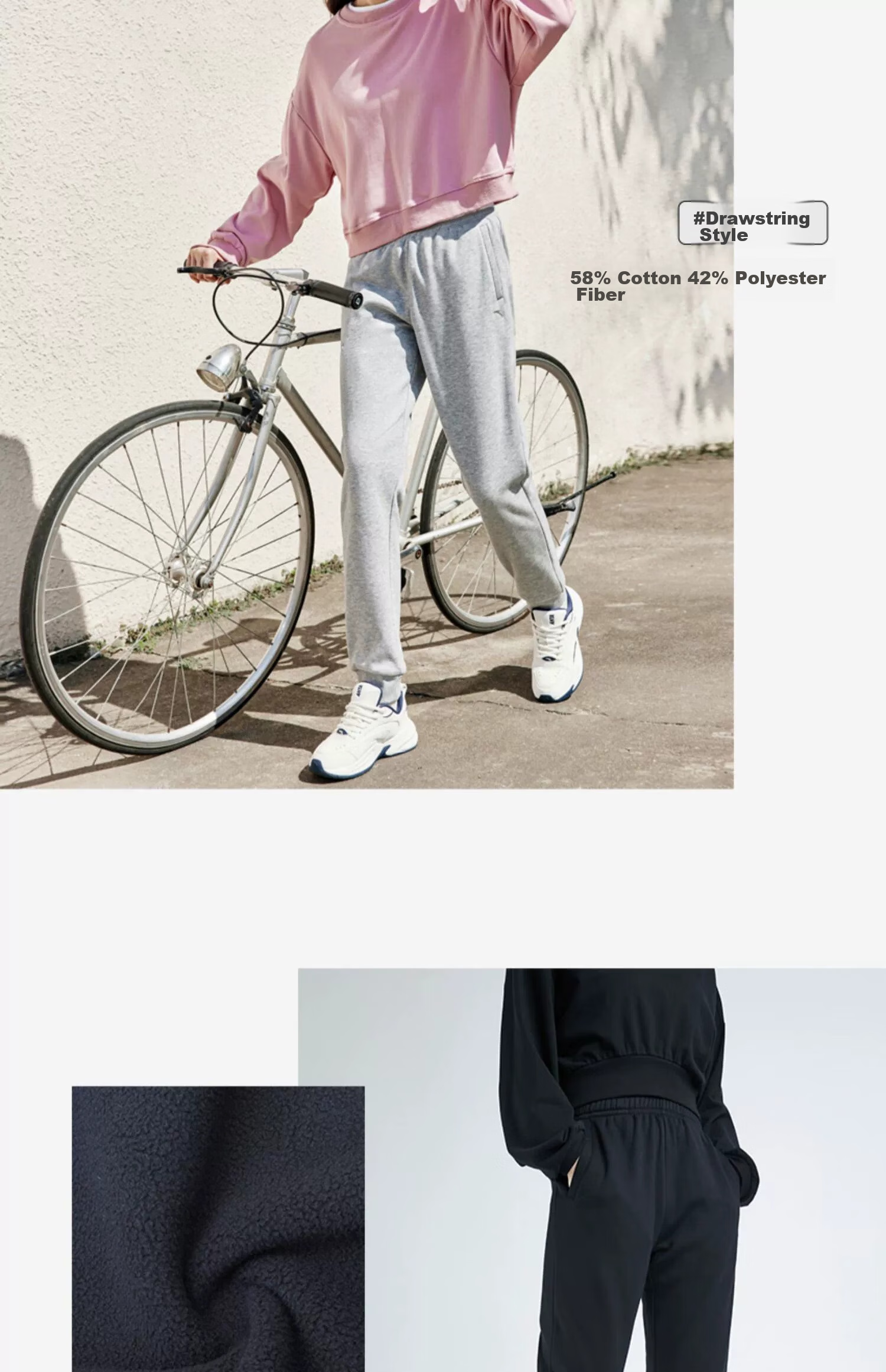 Anta Fleece Lined Jogger Pants | Knitted Women's Sports Trousers Winter New Fleece Warm Casual Elastic Cuff Sweatpants 20