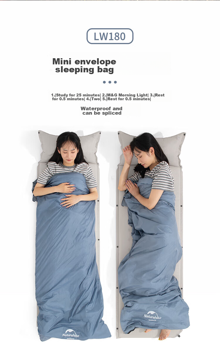 Naturehike Mini Envelope Sleeping Bag, Thin Summer Outdoor Camping Travel Dirt-Proof Blanket, Portable Ultra-Light Single-Person Sleeping Bag 2