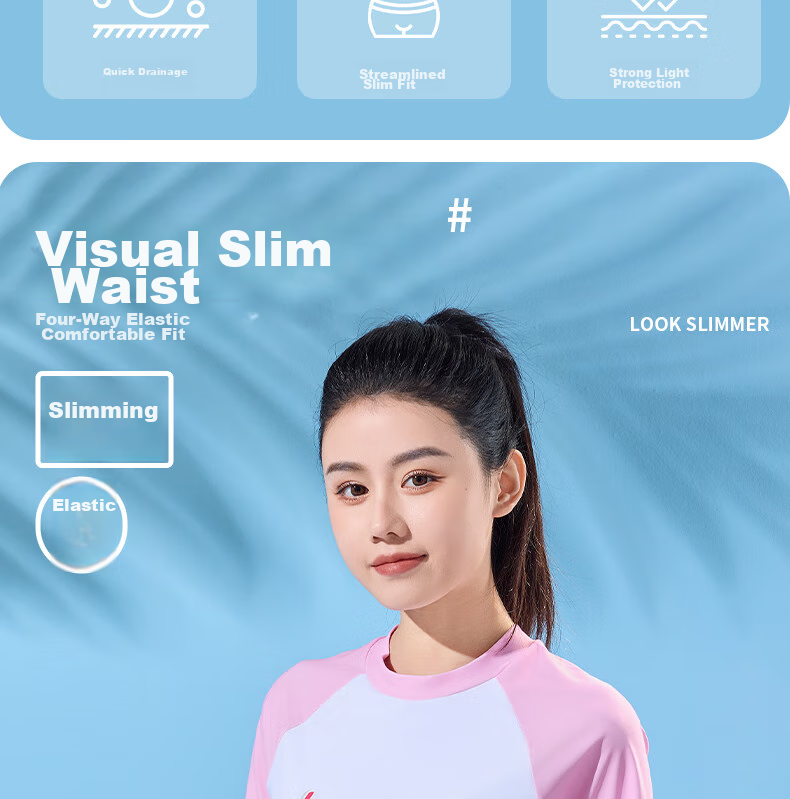 Li-Ning Women's Swimsuit, Sports Casual Two-Piece Boyshort Swimwear, Tummy Control Slimming Hot Spring Swimwear 465 Pink XXL 4
