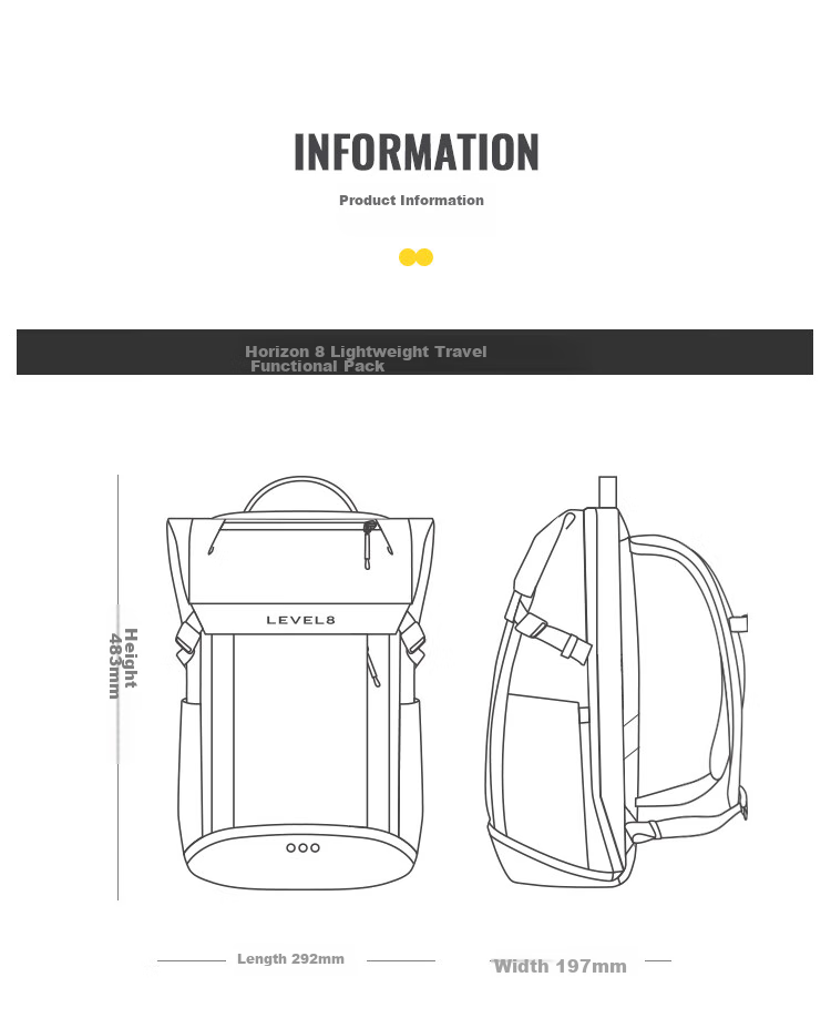 LEVEL8 Casual Business Laptop Backpack, 17.3-Inch, Large Capacity, Urban Light Travel Functional Series for Me 14
