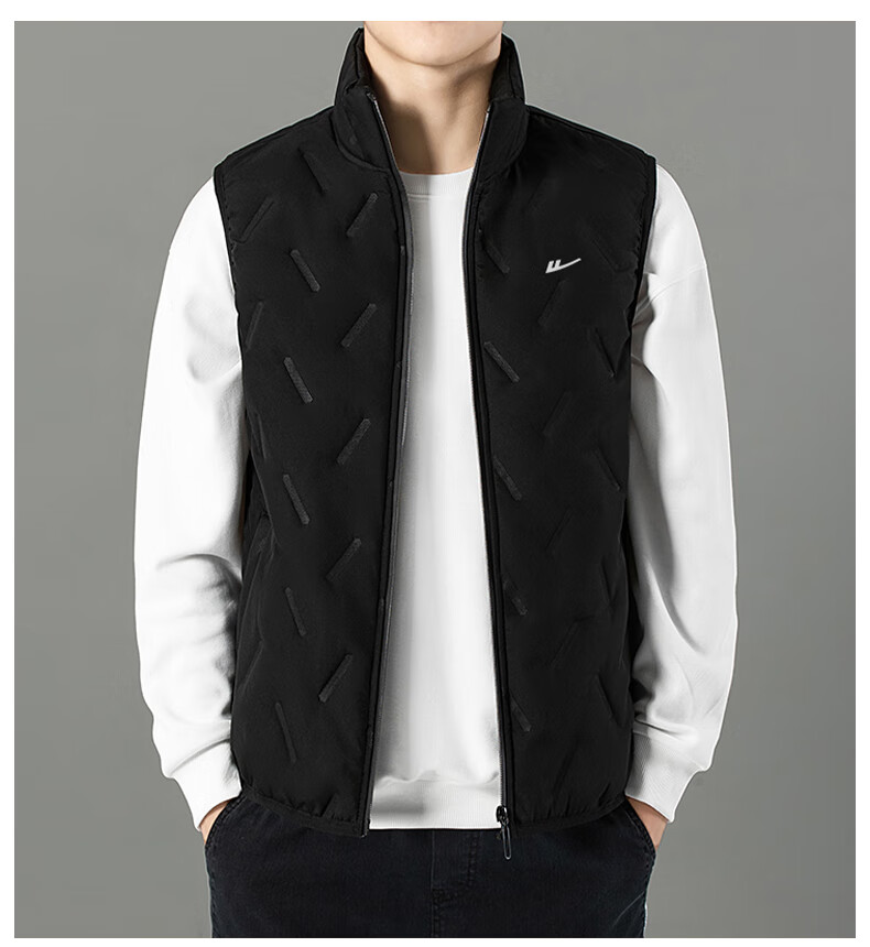 Huili Lambswool Vest, Winter Warm Waistcoat, Fleece-Lined Men's Windproof Sleeveless Cotton Jacket, Black, Size L 4