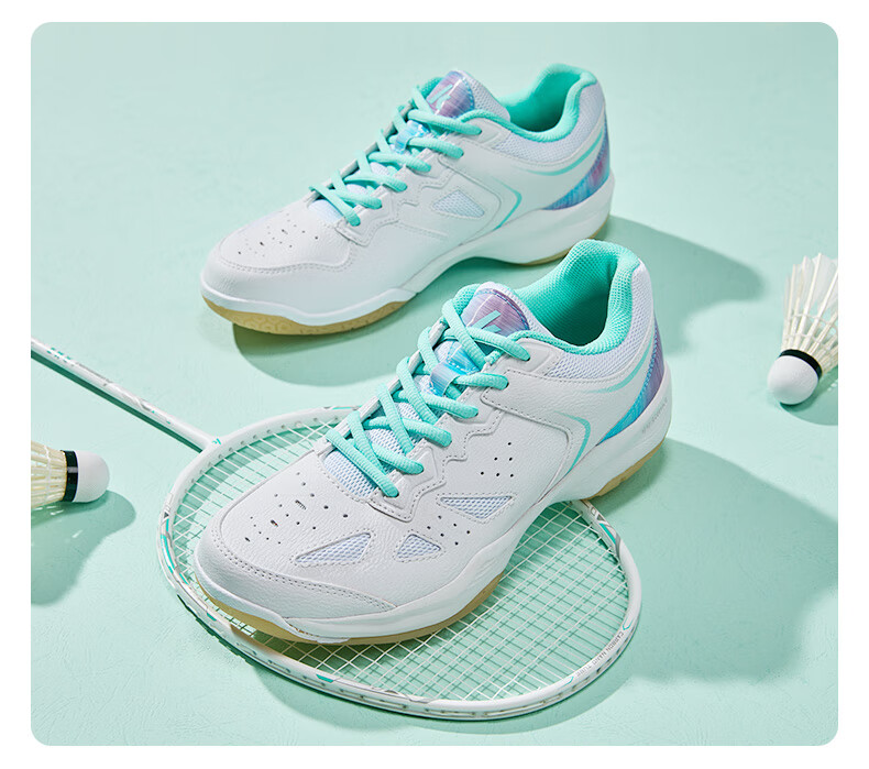 KAWASAKI Badminton Shoes, Shock-Absorbing, Wear-Resistant, Breathable Sports Shoes B3331, White/iridescent Green, Size 40 9