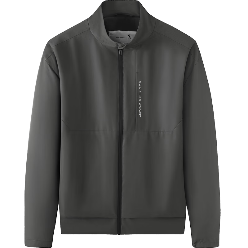 DANCING WOLVES [Versatile for Commuting] Fashionable Simple Jacket with Letter Print, Men's Outerwear, 015 Dark Gray, Size 175