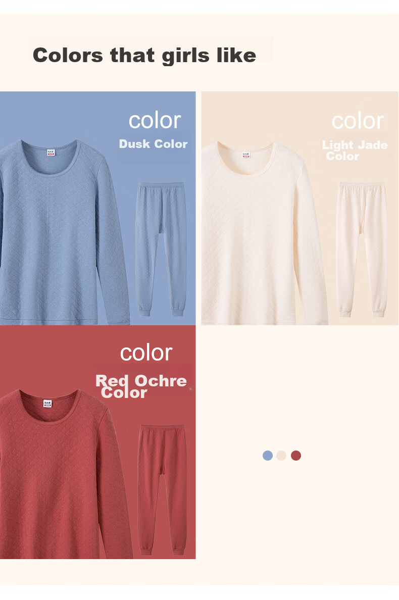 Yiershuang [7A Antibacterial And Anti-Mite Three-Layer Thickened] Autumn And Winter 100% Cotton Thermal Underwear Set for Women, Autumn Top And Pants 19