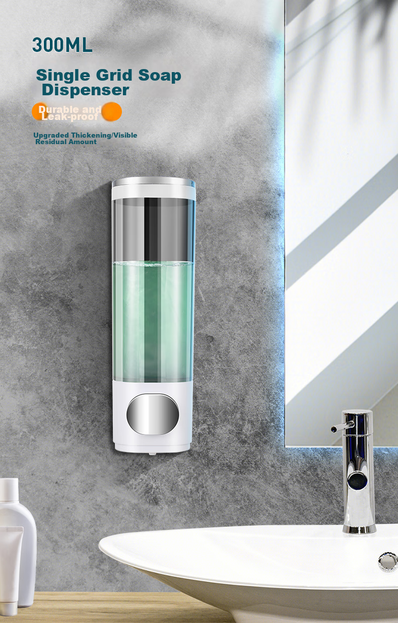 MODUN M-9010 Dual-Head Hotel Bathroom Wall-Mounted Manual Large Capacity Soap Dispenser, Shower Gel Dispenser, Hand Soap Dispenser 1