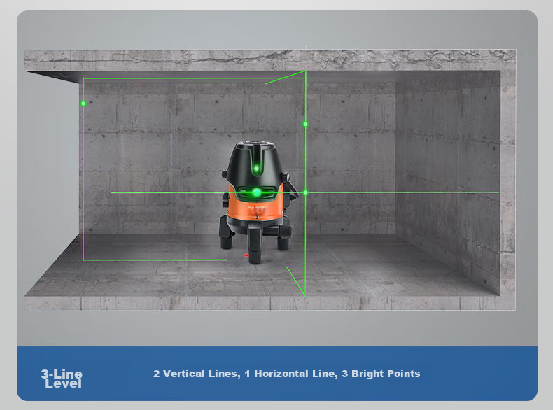 Dongcheng Three-Line Level DTX4V-0721E Green Laser Level High-Precision Strong Light Auto Leveling Infrared 10
