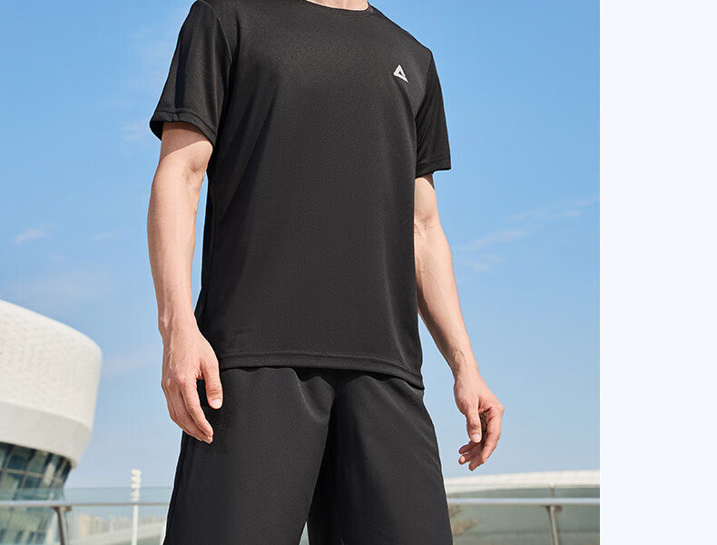 PEAK Quick-Dry Sports Set for Men, Summer Running Casual Badminton Outfit, Breathable Two-Piece Short-Sleeve Shorts for Men DF152001 14