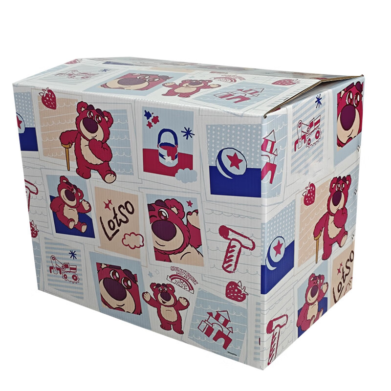 QDZX Disney Strawberry Bear Moving Cardboard Boxes, Large Office Storage Boxes, No Handles, 60*40*50 (Set of 3)