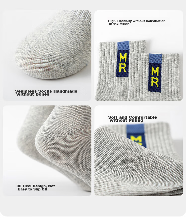 MiiOW Children's Socks, Boys' Cotton Mid-Calf Socks, Boys' Baby Letter Sports Trendy Socks, Mixed Colors, Size L 18
