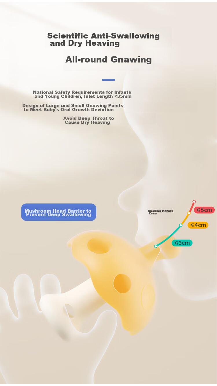 DOCTOR MA Baby Teether Mushroom Pacifier Anti-Thumb Sucking Teething Toy for Young Infants 4