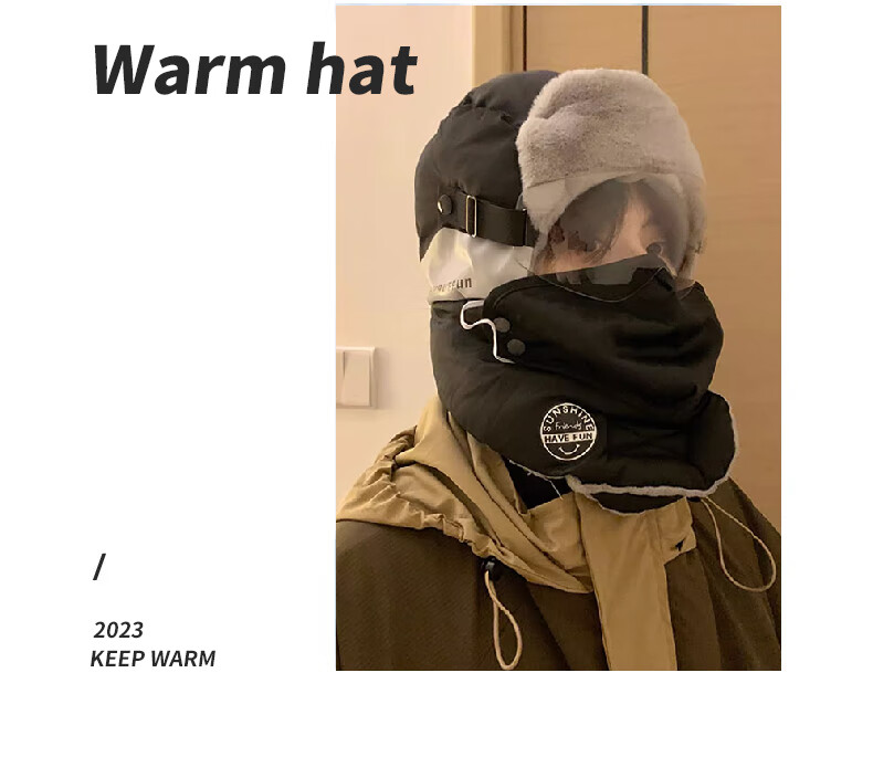 XUEXIMAN Men's Outdoor Cycling Ear Protection Lei Feng Hat Winter Thickened Cotton Warm Windproof Waterproof Ski Hat 3