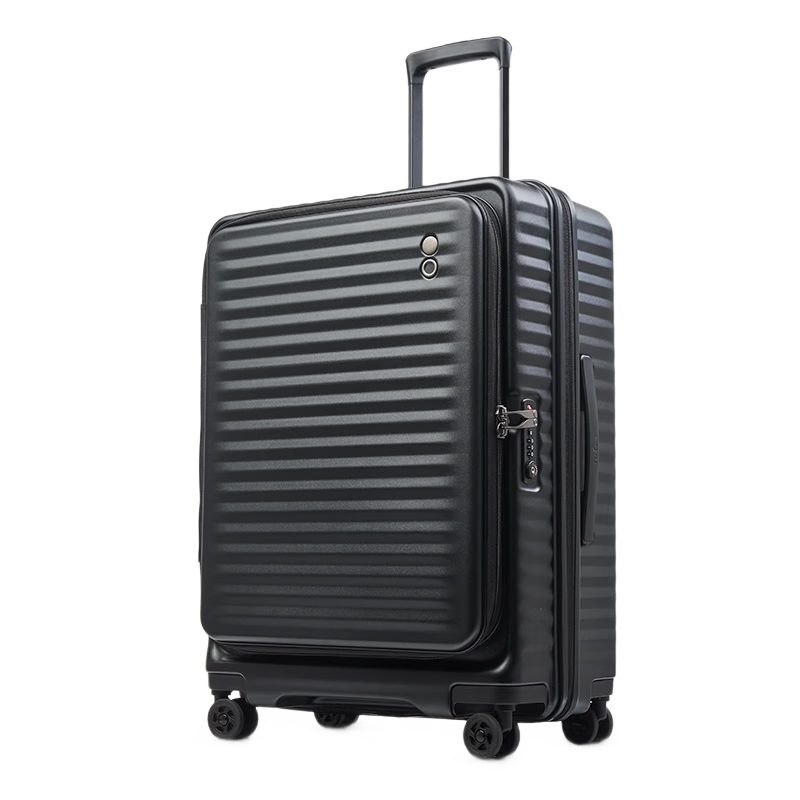 Echolac Front-Opening Expandable Suitcase, High-Quality TSA Luggage PC183F, 24-Inch, Cool Black