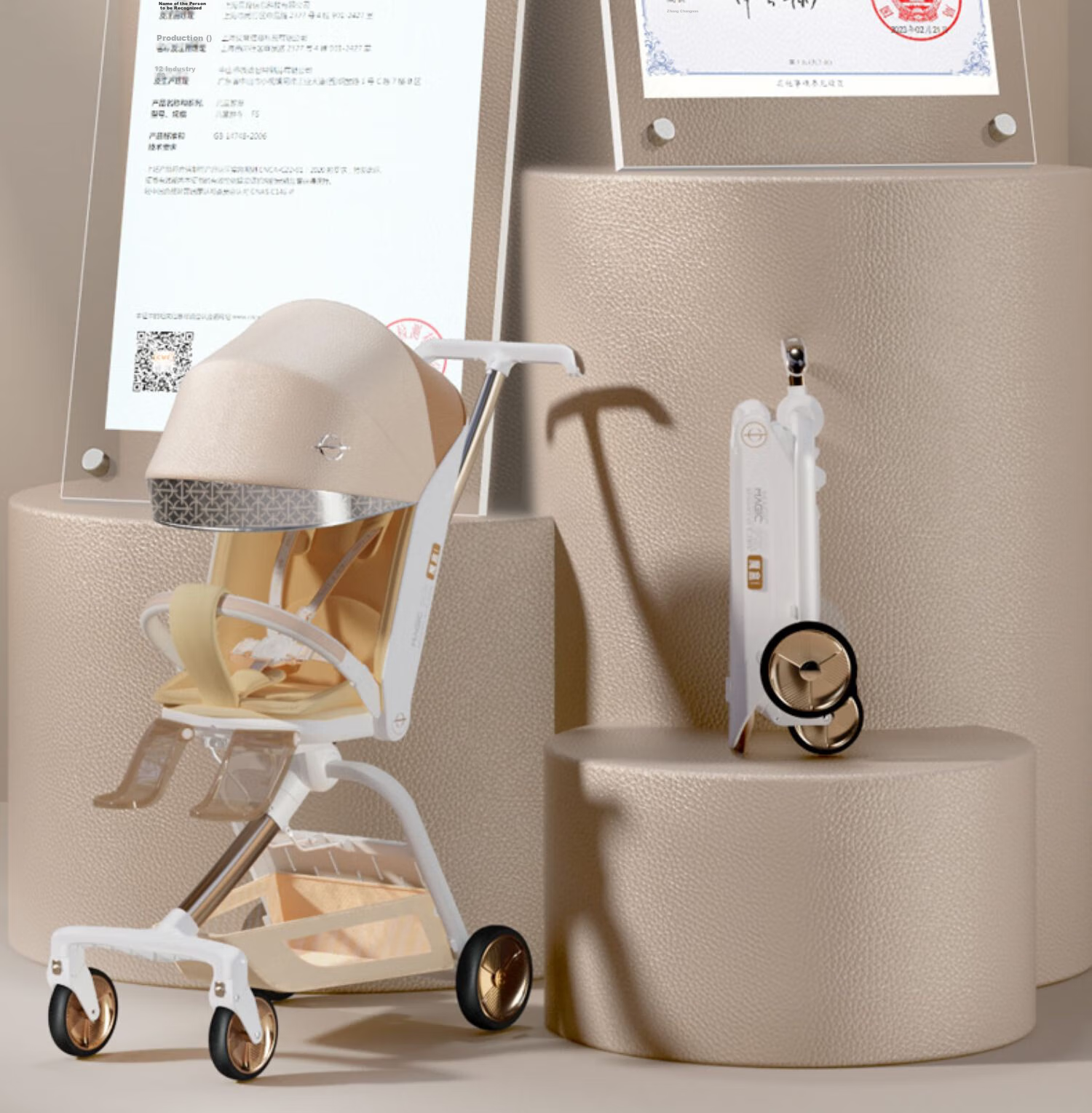 Elittile Stroller for Infants 0-3 Years Old, Foldable, Can Sit Or Lie Down, Baby Carrying Aid F5 Magic Box Golden Amber Color 4