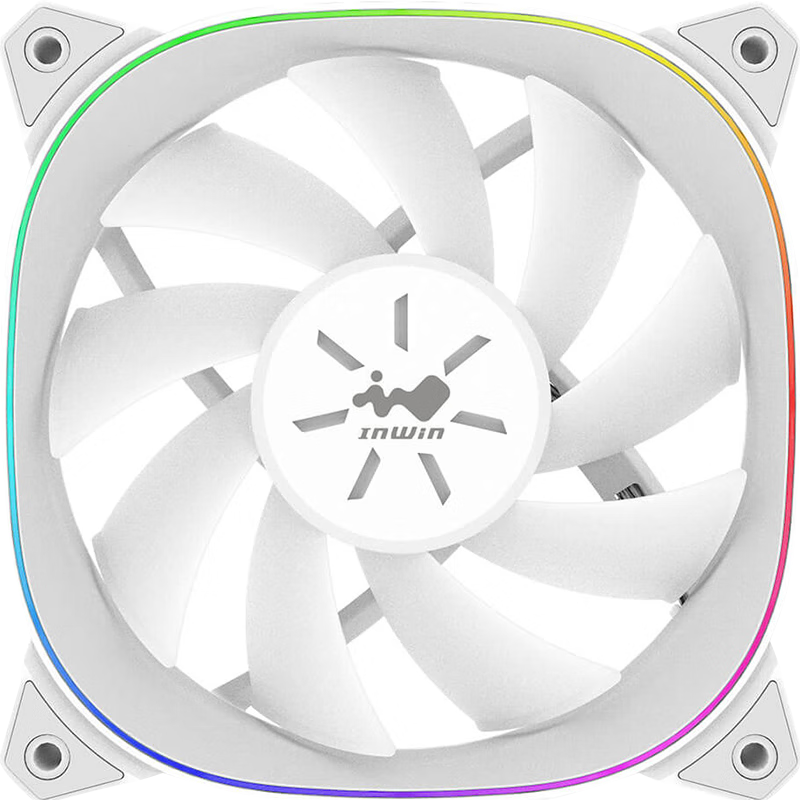 IN WIN ASE120P White 12cm ARGB Computer Case Fan, Single Pack (PWM Intelligent Speed Control/ARGB Motherboard Aura Sync/Dual-Sided Lighting Effects/Wise Daisy-Chain)