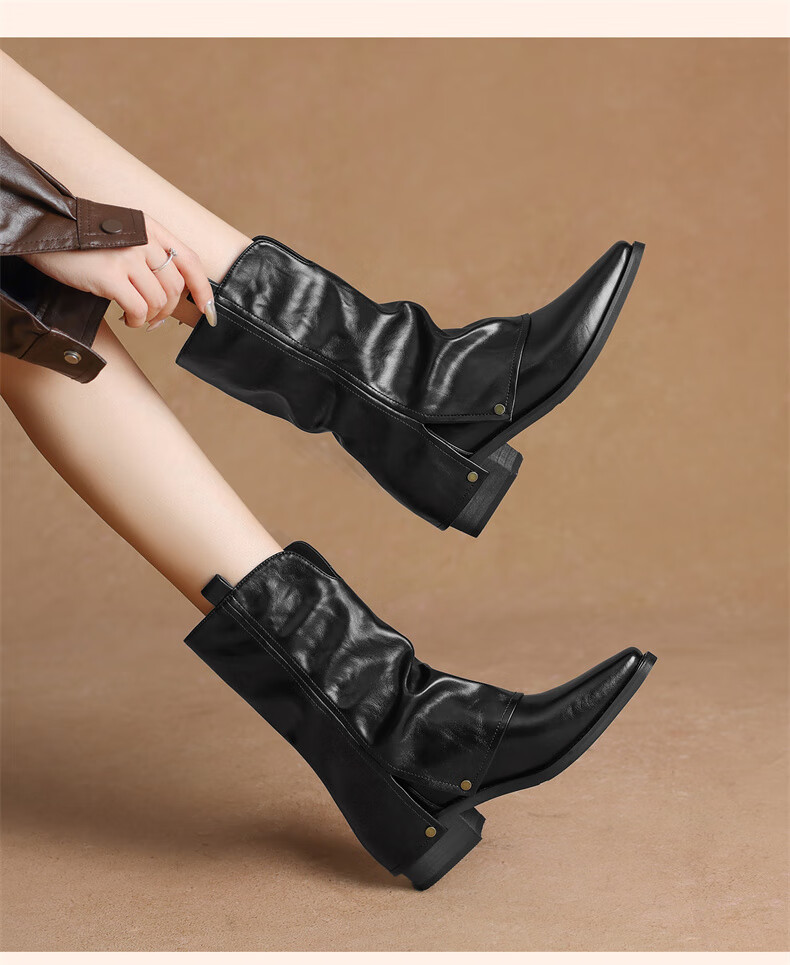 DAPHNE Women's New Short Boots, Denim Boots, Chunky Boots, Retro Boots, Women's Boots 4024605056 Brown (Single Lining) Size 37 6