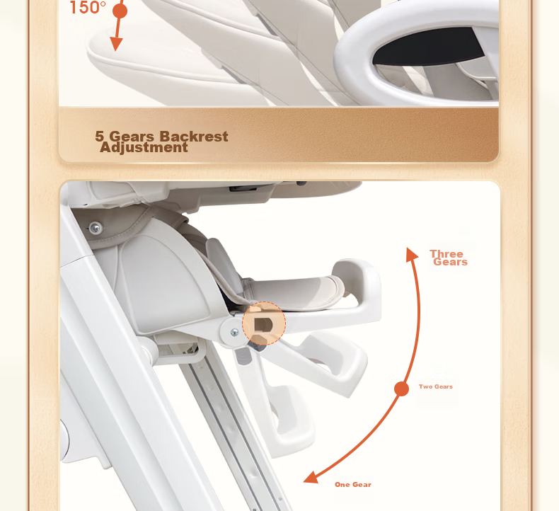 YEEHOO Children's Dining Chair, Multifunctional Foldable Portable Baby High Chair, Mobile Eating Chair for Infants 8