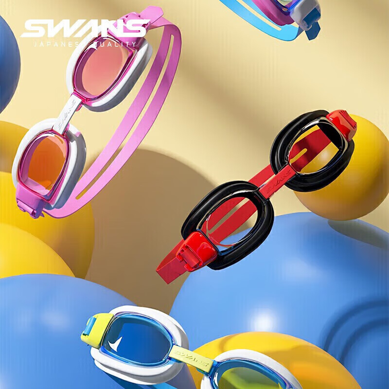 Детские очки для плавания SWANS SW29, импорт из Японии, водонепроницаемые, противотуманные, с высокой четкостью, для мальчиков и девочек, профессиональные, черные с красным