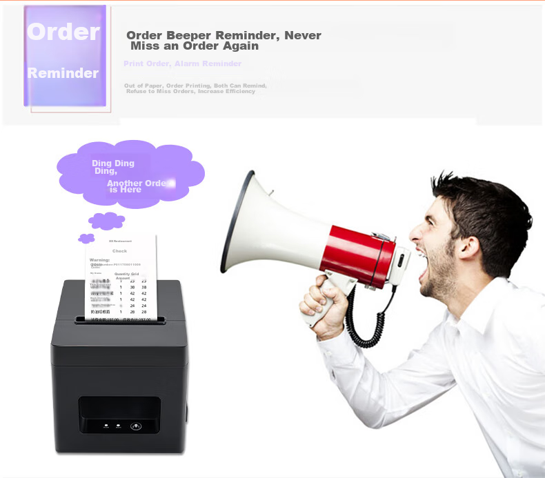 Youku 80mm Thermal Receipt Printer, Restaurant Kitchen Supermarket Retail Takeout Printer with Automatic Paper Cutting, USB And Network Port Versio 8